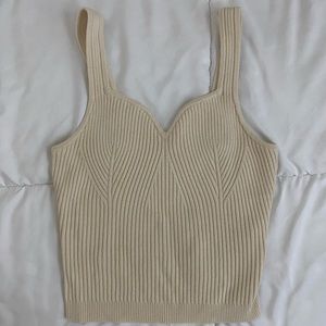 Abercrombie & Fitch Cream Ribbed Knit Tank Top
